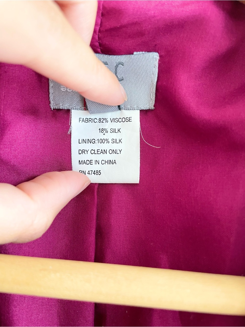 Philippe Adec Raspberry Pink Velvet Blazer Jacket Silk Lined Sz 14 Whimsy Girly - Picture 4 of 7